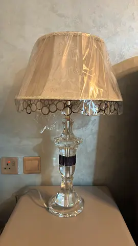 2x Crystal Base Table Lamp with Fabric Shade New