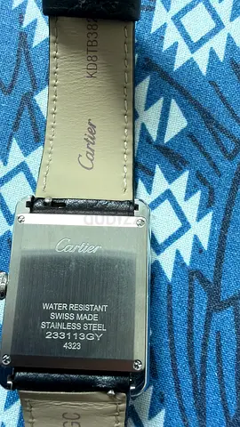 Cartier Tank men’s leather strap watch (stainless steel back)