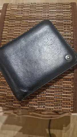 Used Mont Blanc black leather men's bi-fold wallet in good condition