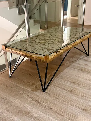 Modern wood and glass coffee table