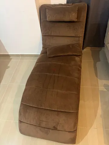 Ergonomic Brown Plush Velvet Chaise Lounge / Recliner Chair