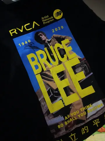 Black RVCA Bruce Lee Graphic T-shirt - Size L Signed By Balotelli