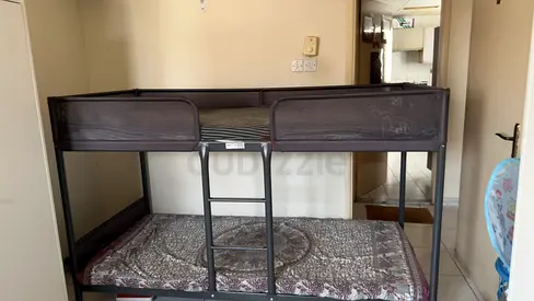 Metal Bunk Bed with Safety Rails and Ladder with mattress - Good Condition