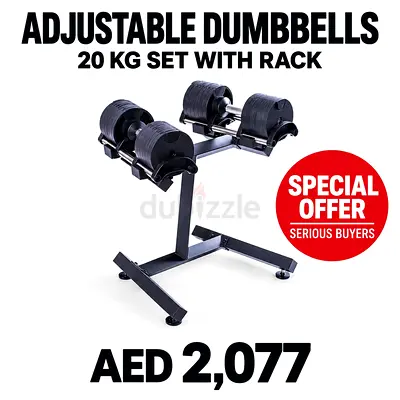 ADJUSTABLE DUMBBELL WITH RACK 20 KGS CS8006 BLACK