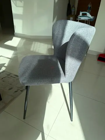 Modern Grey Upholstered Dining Chair with Metal Legs