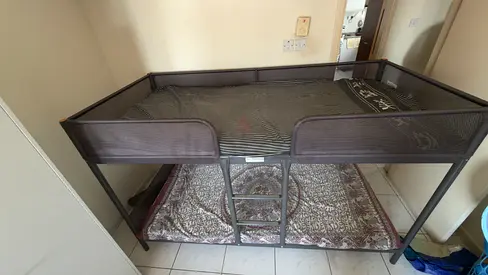Metal Bunk Bed Frame with Ladder — Single Over Single, Good Condition