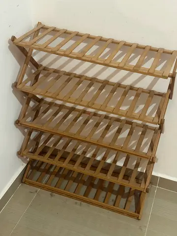 5-Tier Foldable Natural Bamboo Shoe Rack / Storage Shelf