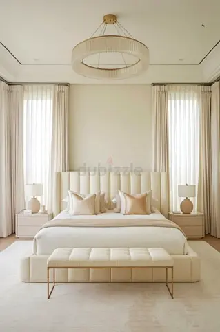 Customised Modern Ivory Upholstered King Bed
