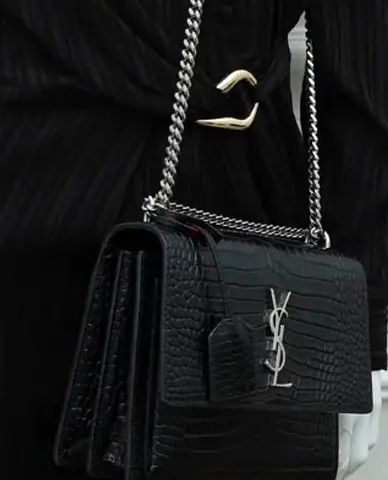 Yves Saint Laurent Sunset Shoulder Bag in Crocodile Embossed Leather