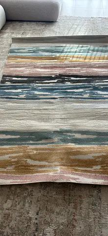Modern abstract area rug/carpet — multicolor, 2.5 x 1.6 m (approx) in good condition