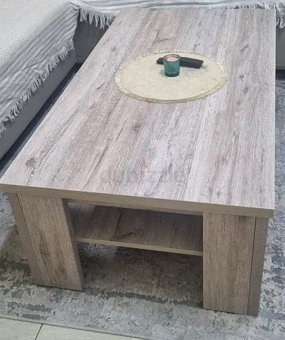 Light Oak Finish Rectangular Coffee Table with Lower Shelf