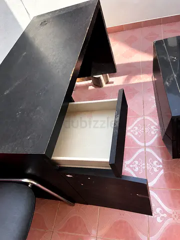 Set of 2 Black Furniture Tables, Study Desk and TV Storage Cabinet with Drawers and Modern Design