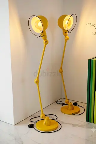 Pair of Yellow Adjustable Floor Lamps