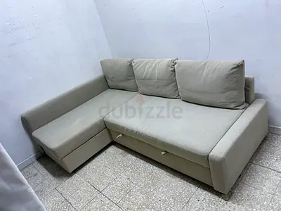 Comfortable Beige L-Shaped Sofa Bed