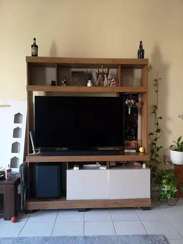 HUGE Wooden TV Unit with Shelves and Cabinets