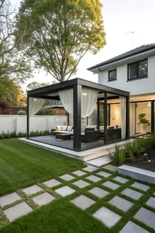 Modern Outdoor Gazebo with Curtains