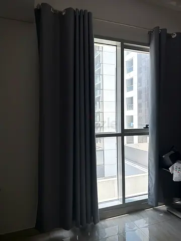 Grey blackout curtains (4 panels) - used, good condition