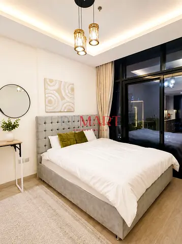 Modern Furnished Studio for Rent in Azizi Riviera 11 | Balcony | Downtown View