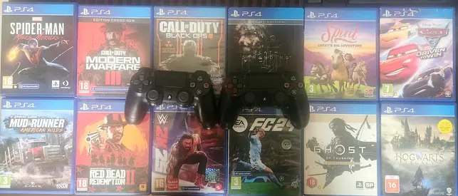 PS4 console + Games bundle (12 titles) + 2 DualShock controllers - good condition