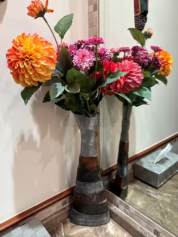Tall Decorative Floor Vase with Artificial Flowers