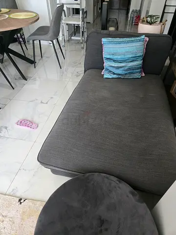 Dark Grey Chaise Lounge Section - Good Condition