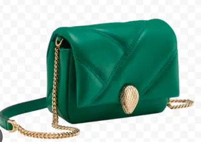 Green Quilted Leather Crossbody Bag with Chain Strap