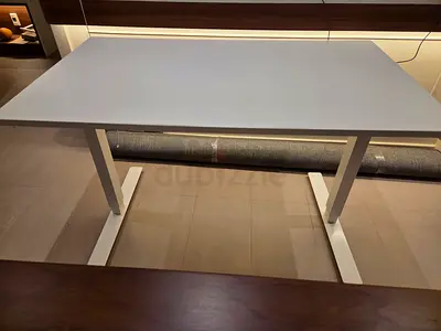 White Adjustable Height Office Desk - Modern Minimalist