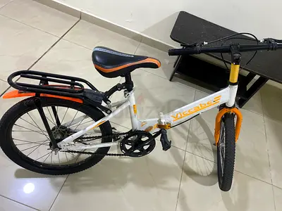 Used Viccabe Kids/Teen 20" White & Orange Bicycle with Rear Rack