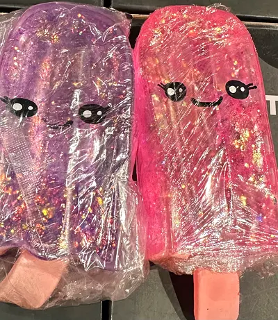 Pair of kawaii popsicle squishy toys — purple & pink