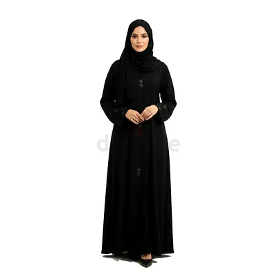 Black Abaya with Front Buttons - Size 54 ,56,58