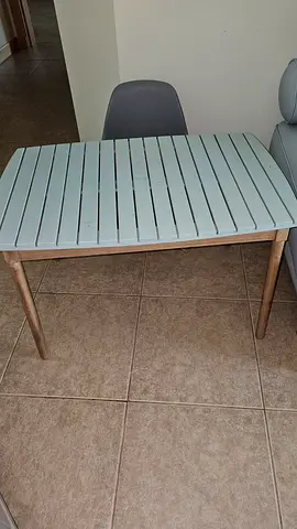Compact wooden table for kids with a chair