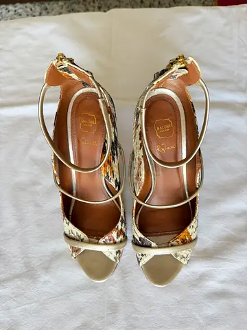 Original Malone Souliers Python & Gold Leather Sandals, size 40, Italy