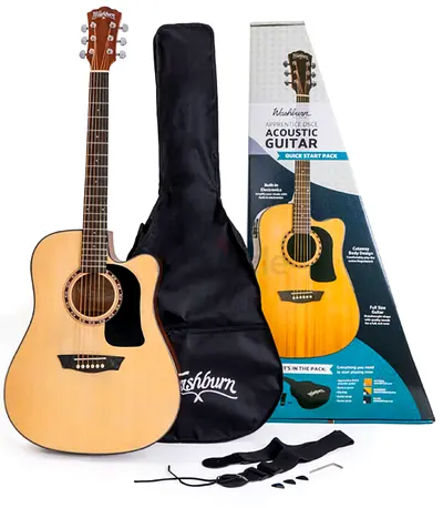 Washburn AD5 Apprentice Series Dreadnought Shape Electro-Acoustic Guitar Package - Brand New