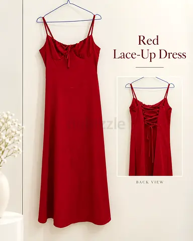 Red Lace-Up Maxi Dress – Size L ❤️✨