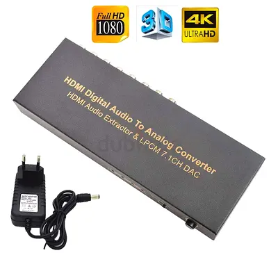 HDMI Digital Audio Extractor & 7.1CH LPCM DAC – HDMI Audio to 7.1 Analog RCA + Optical Output