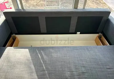 Grey fabric storage sofa bed - clean condition