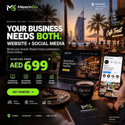 Website + Social Media Package in Dubai | Starting AED 699 | MeemGo Digital