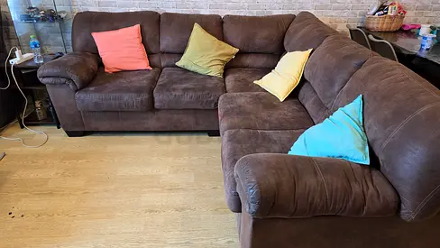 5-SEATER MICROFIBER SOFA FOR SALE 🔥 — Stylish, comfortable, and apartment-friendly.