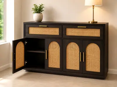 Dark walnut console cabinet