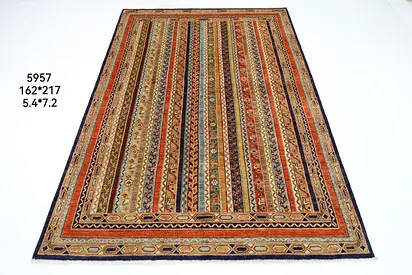 5.4 x 7.2 ft | 162 x 217 cm | Handmade Multi-Color Patterned Area Rug 162x217 cm