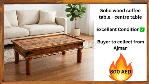 Solid Wood Coffee Table Glass Top