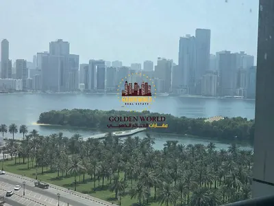 للايجار في المجاز 1 شقة 3 غرف وصالة 3 غرف ماستر وغرفة خادمة ماستر بلكون كبيرة بإطلالة بحرية وتكييف مجاني جيم مسبح وباركنغ السعر 95 ألف 4 شيكات حصراً