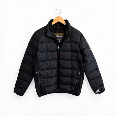 Napapijri Mens Puffer Jacket Size L Black Lightweight Quilted Full Zip Coat