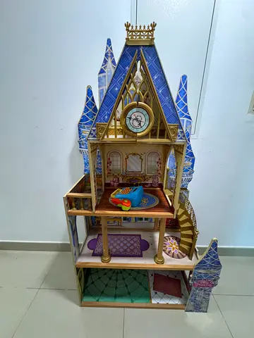 Wooden Disney-style Castle Dollhouse Playset - Detailed, Good Condition
