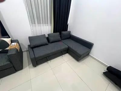 Dark Grey L-shaped 3-seater Sofa with Chaise - Good Condition