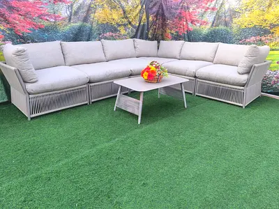 Maze Luxury Maldives Rope Weave Large Corner Outdoor Garden Sofa Set