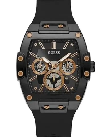 GUESS Men's Black Chronograph Watch with Silicone Strap