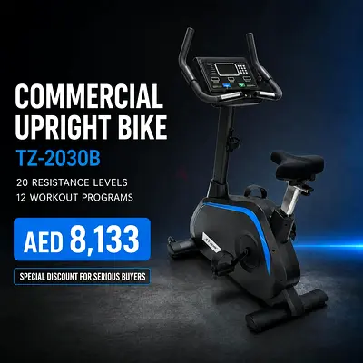 COMMERCIAL UPRIGHT BIKE WITH KEYBOARD FULL BLACK TZ