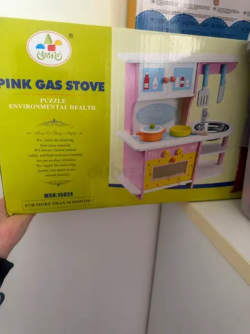 Wooden Play Kitchen Set for Kids - Pink, Oven & Accessories