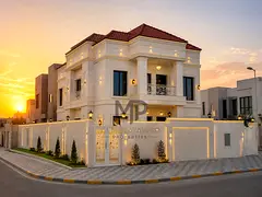 Elegant villa for sale in Al Zahia, Ajman, featuring a modern design and high-end finishes. An ideal